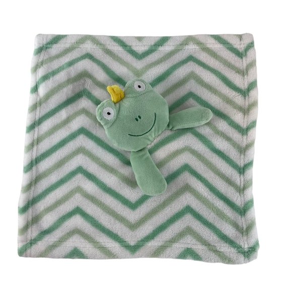 SL Home Fashions Green Frog Lovey Baby Security Blanket Stripes - Picture 2 of 5